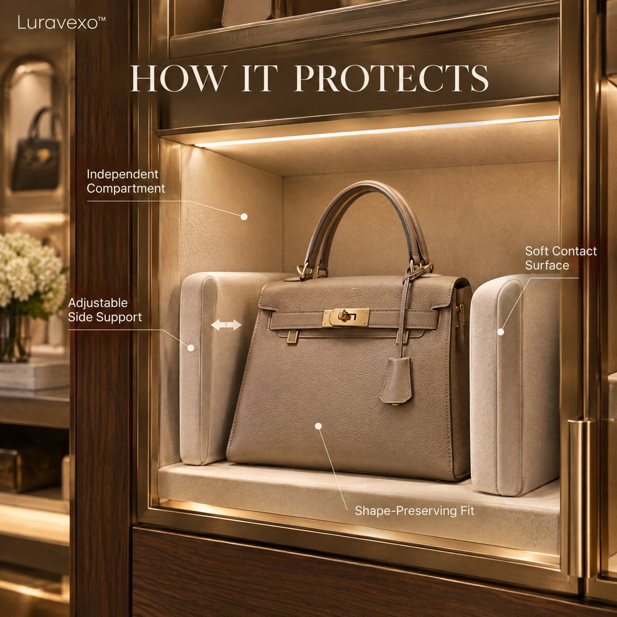 Luravexo™ Shape-Safe Handbag Vault