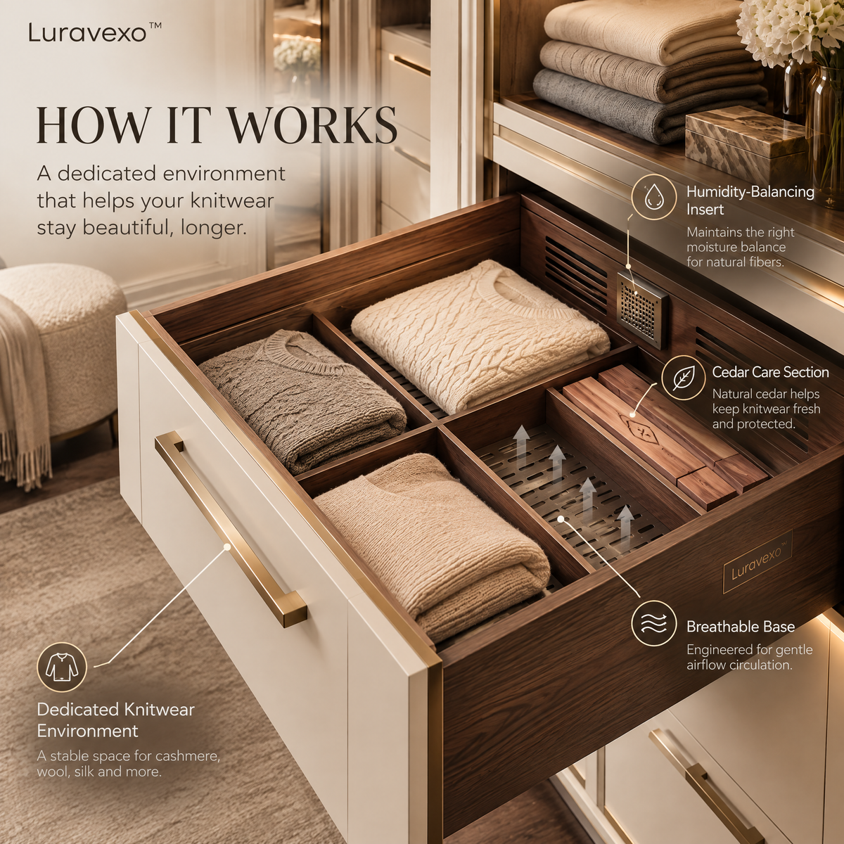 Luravexo™ Climate-Controlled Knitwear Drawer