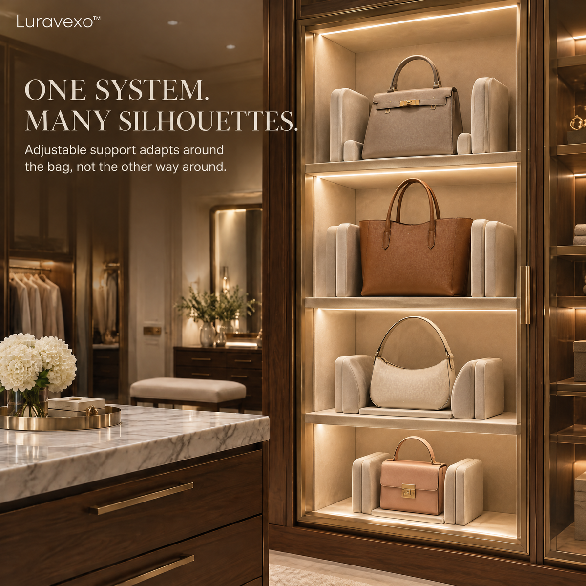 Luravexo™ Shape-Safe Handbag Vault